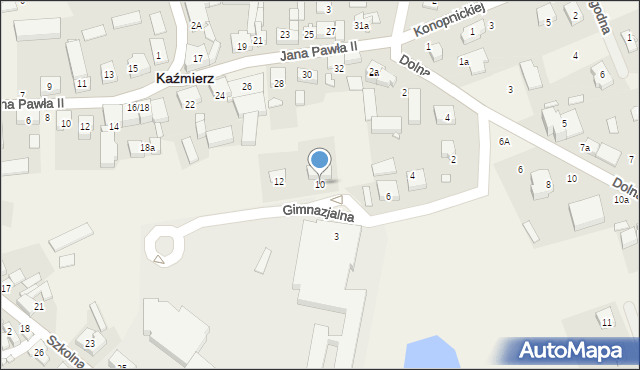 Kaźmierz, Gimnazjalna, 10, mapa Kaźmierz