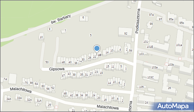 Kielce, Gipsowa, 20, mapa Kielc