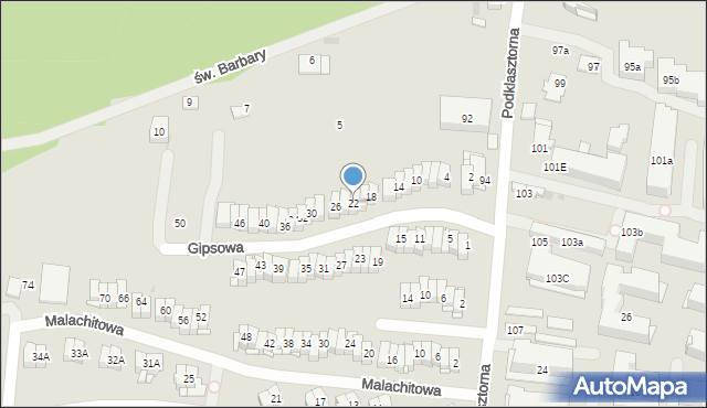 Kielce, Gipsowa, 22, mapa Kielc