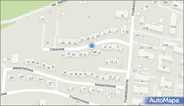 Kielce, Gipsowa, 25, mapa Kielc