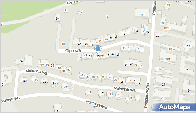 Kielce, Gipsowa, 35, mapa Kielc