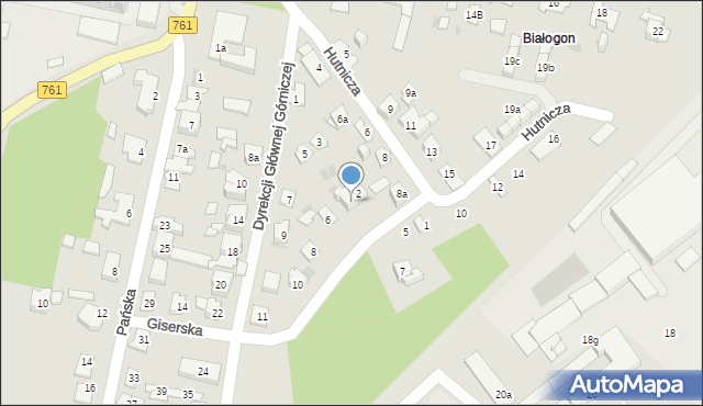 Kielce, Giserska, 4, mapa Kielc