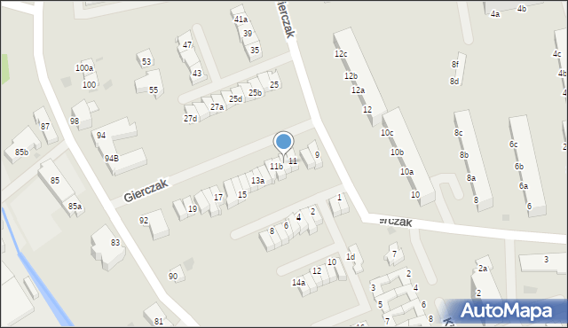 Koszalin, Gierczak Emilii, 11a, mapa Koszalina