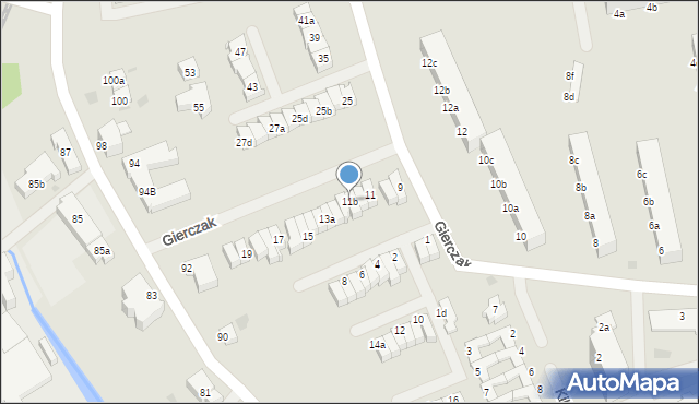 Koszalin, Gierczak Emilii, 11b, mapa Koszalina