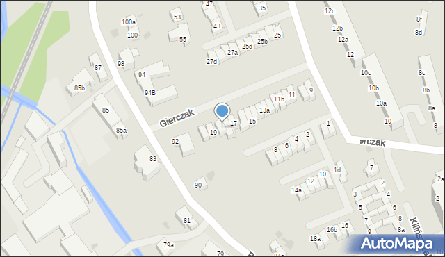 Koszalin, Gierczak Emilii, 17b, mapa Koszalina