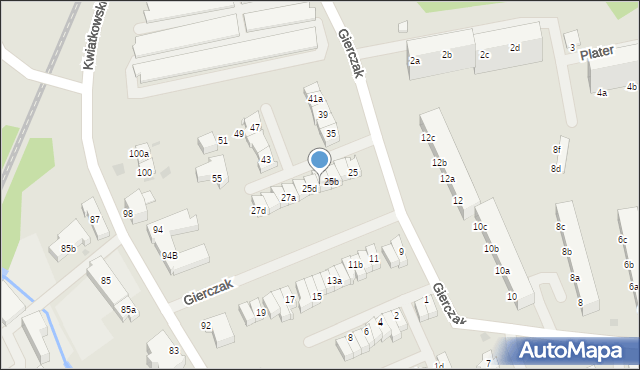 Koszalin, Gierczak Emilii, 25c, mapa Koszalina