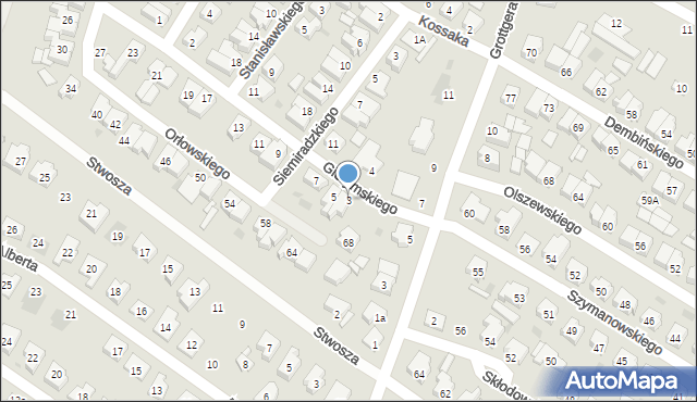 Leszno, Gierymskiego Maksymiliana, 3, mapa Leszno
