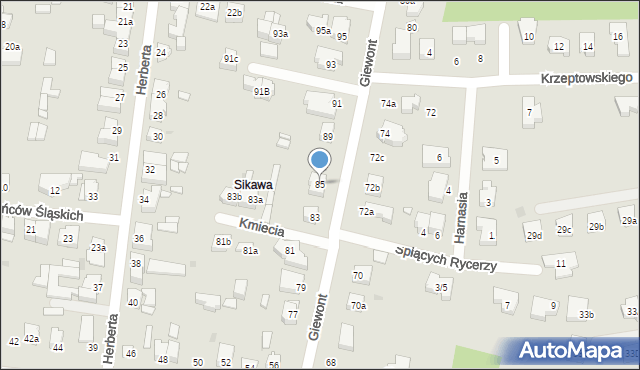 Łódź, Giewont, 85, mapa Łodzi