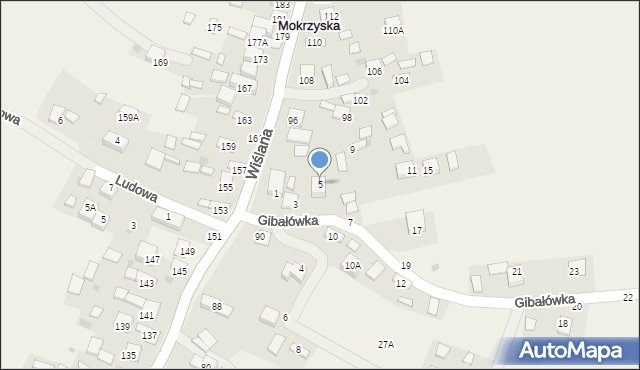 Mokrzyska, Gibałówka, 5, mapa Mokrzyska