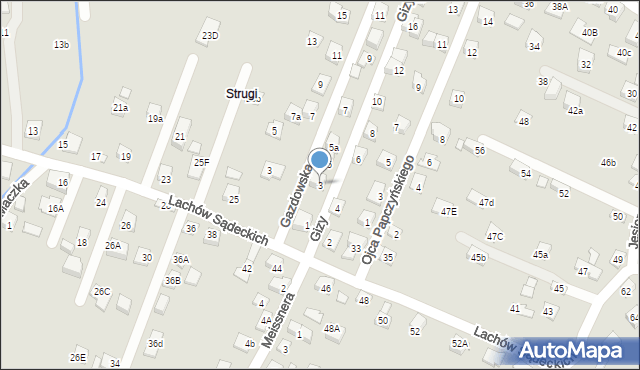 Nowy Sącz, Gizy Józefa, gen., 3, mapa Nowego Sącza