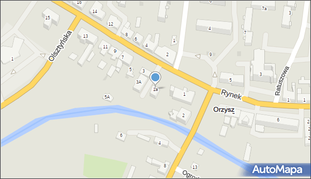 Orzysz, Giżycka, 1a, mapa Orzysz