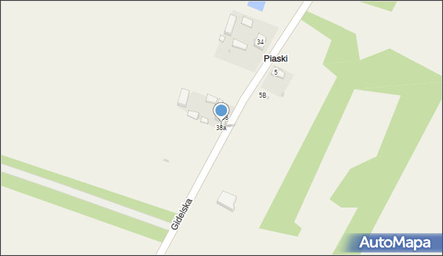 Piaski, Gidelska, 38a, mapa Piaski