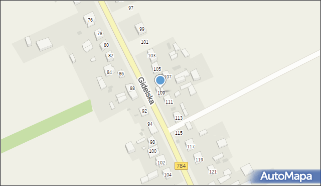 Pławno, Gidelska, 109, mapa Pławno