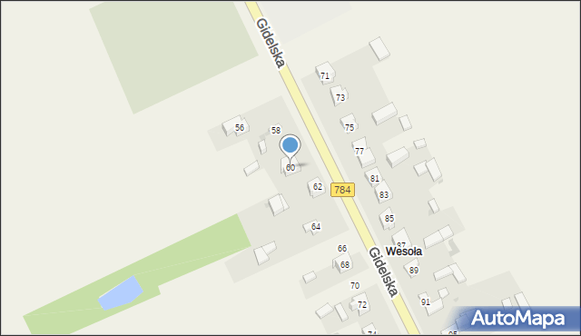 Pławno, Gidelska, 60, mapa Pławno