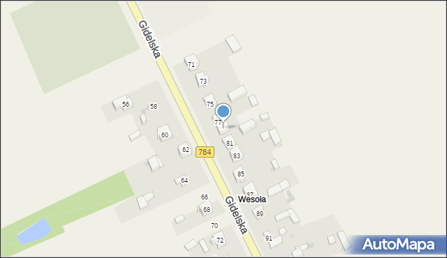 Pławno, Gidelska, 79, mapa Pławno