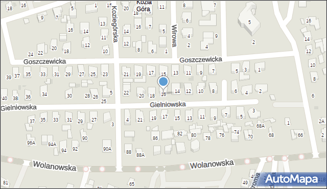 Radom, Gielniowska, 16, mapa Radomia