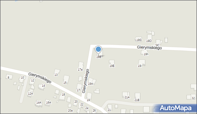 Rybnik, Gierymskiego Aleksandra, 19B, mapa Rybnika