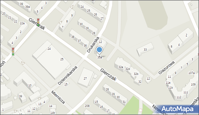 Szczecin, Gierczak Emilii, 35a, mapa Szczecina