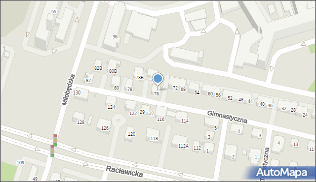 Warszawa, Gimnastyczna, 76A, mapa Warszawy