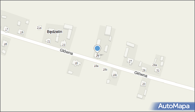 Będzelin, Główna, 25, mapa Będzelin