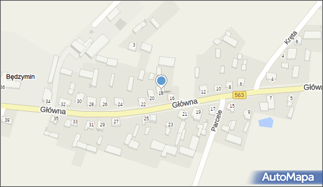 Będzymin, Główna, 18, mapa Będzymin