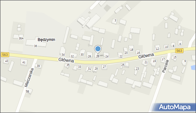 Będzymin, Główna, 26, mapa Będzymin