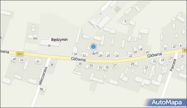 Będzymin, Główna, 30, mapa Będzymin