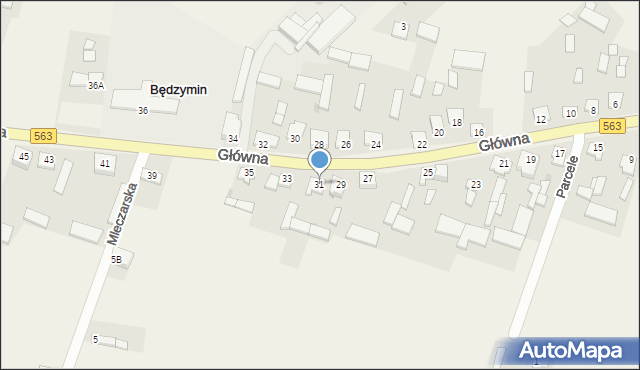 Będzymin, Główna, 31, mapa Będzymin