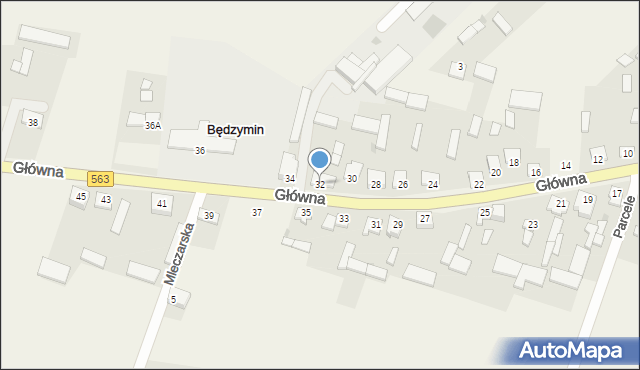 Będzymin, Główna, 32, mapa Będzymin