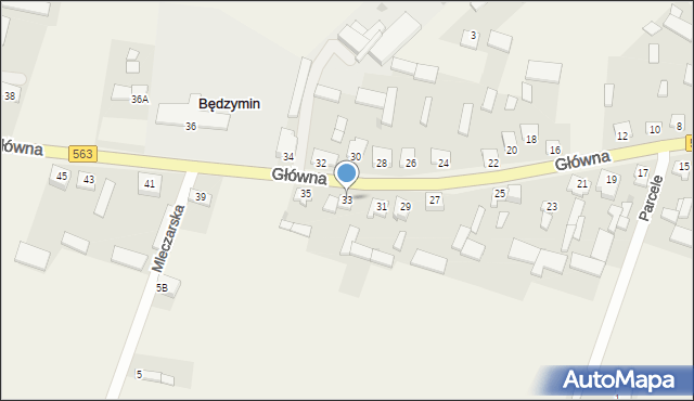 Będzymin, Główna, 33, mapa Będzymin