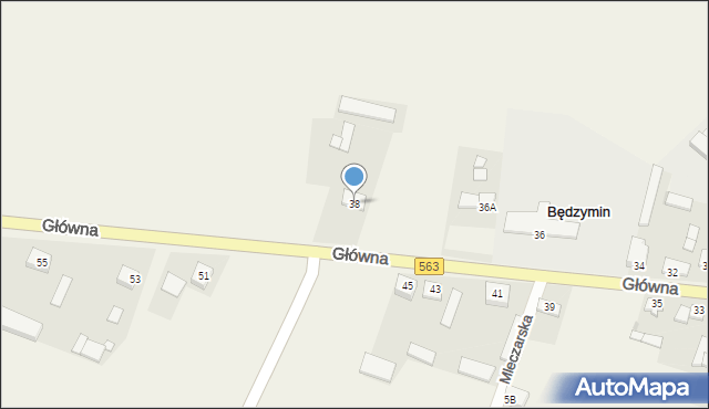 Będzymin, Główna, 38, mapa Będzymin