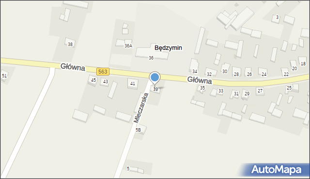 Będzymin, Główna, 39, mapa Będzymin