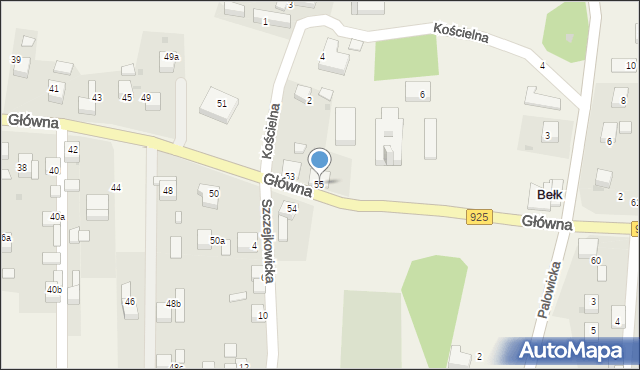 Bełk, Główna, 55, mapa Bełk