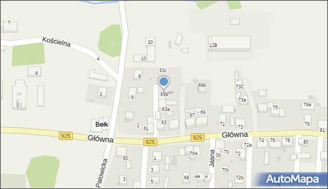 Bełk, Główna, 63b, mapa Bełk