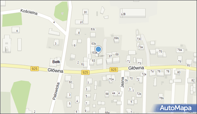 Bełk, Główna, 65, mapa Bełk