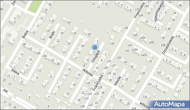 Biała Podlaska, Glogera Jana, 7-9, mapa Białej Podlaskiej