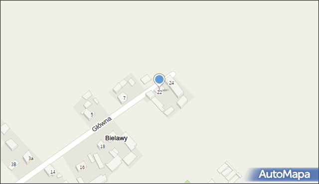 Bielawy, Główna, 22, mapa Bielawy