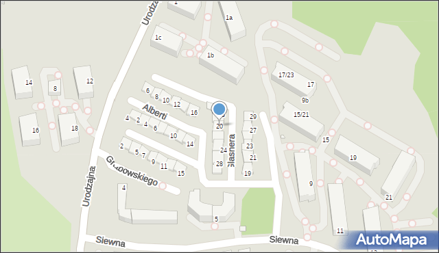 Bielsko-Biała, Glasnera Jakuba, 20, mapa Bielsko-Białej