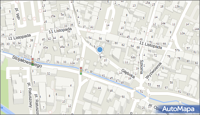 Bielsko-Biała, Głęboka, 8, mapa Bielsko-Białej