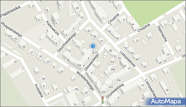 Bielsko-Biała, Głowackiego Bartosza, 4, mapa Bielsko-Białej