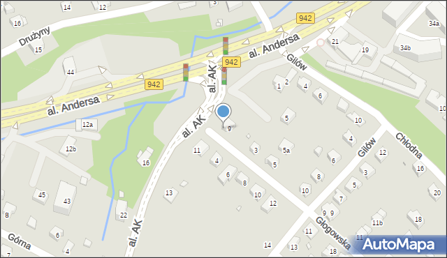 Bielsko-Biała, Głogowska, 1, mapa Bielsko-Białej