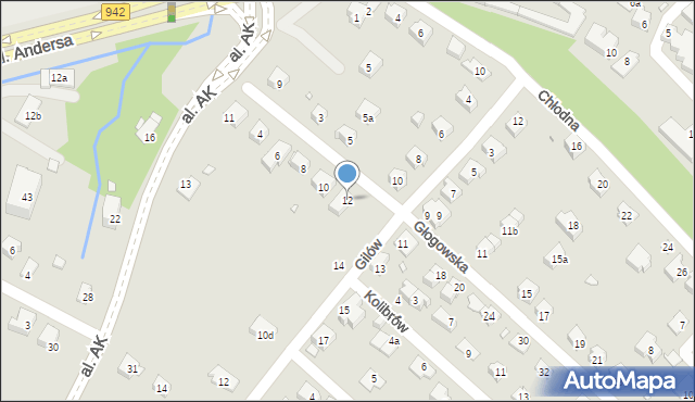 Bielsko-Biała, Głogowska, 12, mapa Bielsko-Białej