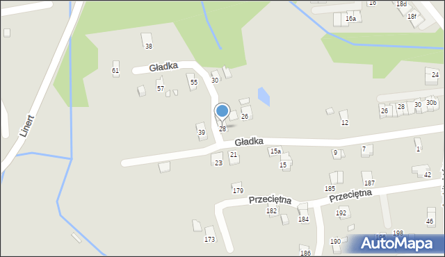 Bielsko-Biała, Gładka, 28, mapa Bielsko-Białej