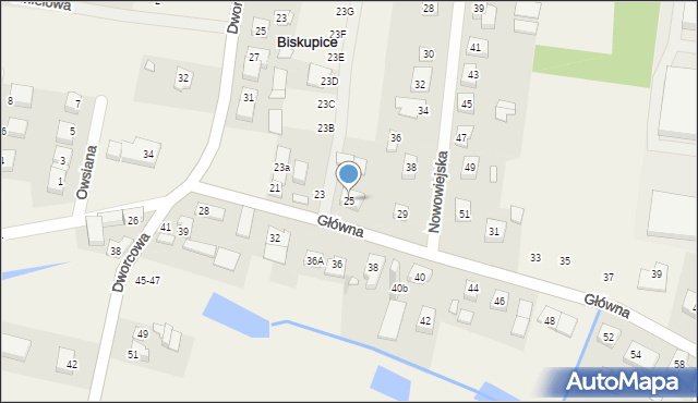 Biskupice, Główna, 25, mapa Biskupice