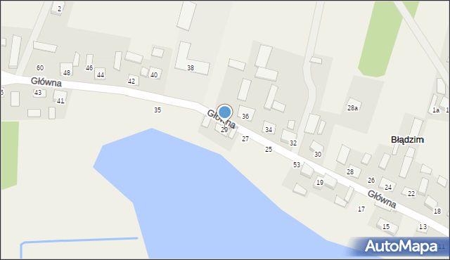 Błądzim, Główna, 29, mapa Błądzim