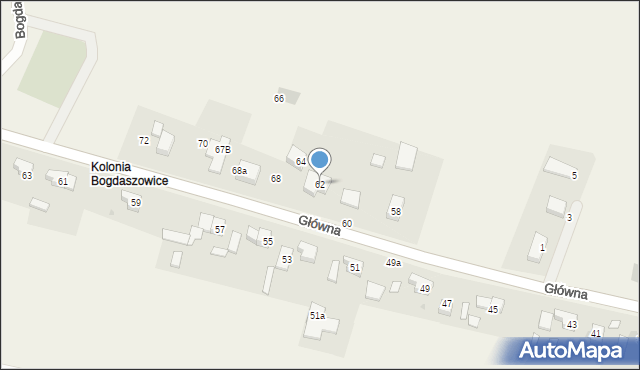 Bogdaszowice, Główna, 62, mapa Bogdaszowice