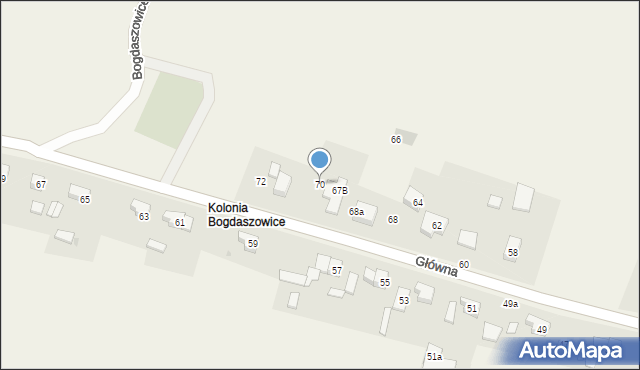 Bogdaszowice, Główna, 70, mapa Bogdaszowice