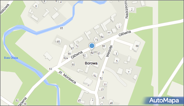 Borowa, Główna, 64, mapa Borowa