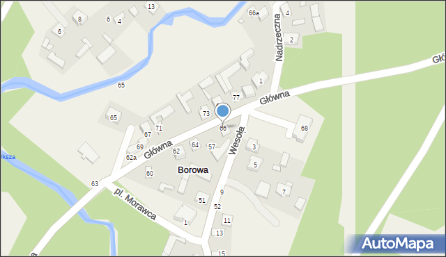 Borowa, Główna, 66, mapa Borowa