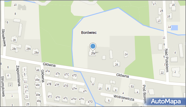 Borówiec, Główna, 26a, mapa Borówiec